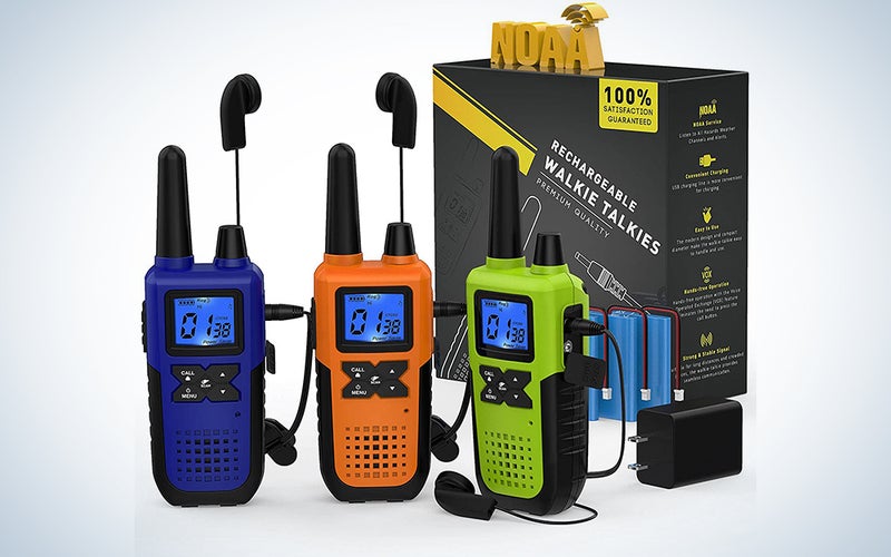 3 Long Range Walkie Talkies Rechargeable for Adults - NOAA FRS GMRS UHF 2 Way Radios Walkie Talkies - CB Long-distance 2way Walkie Talkies with Earpiece Mic Weather Alert USB Cable Charger(K10 Colors)
