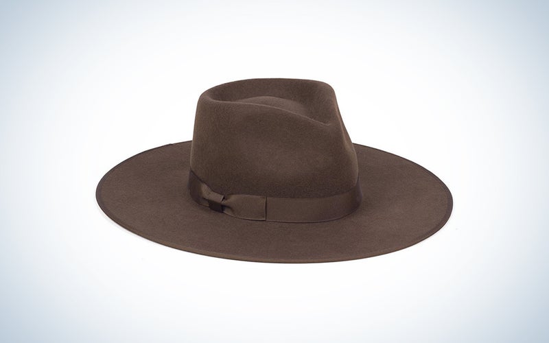 brown wide brim winter hat