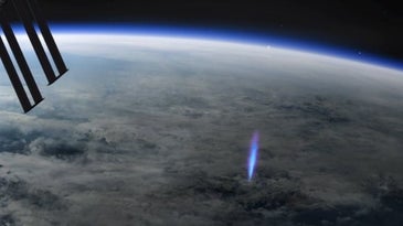 This enormous spike of lightning was spotted from the International Space Station.