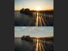 Side by side photo of a pier with bad edits on one of them