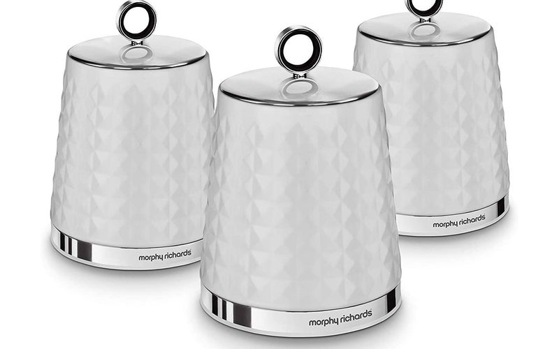 Morphy Richards Dimensions Set of 3 Round Kitchen Storage Canisters, White, One size