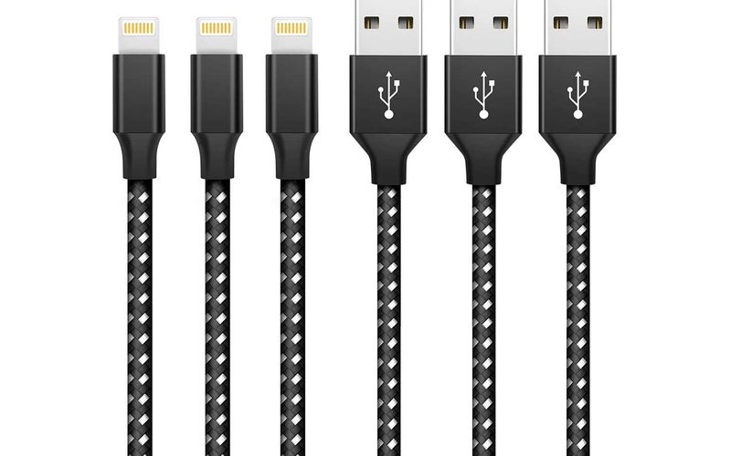 iPhone Charger Cable Lightning Cable 3Pack 3FT/1M Nylon Braided Fast Charging & Sync iPhone Charger Wire Compatible with iPhone XS/XR/X/8/8 Plus/7/6/6 plus/5/5S, iPad Pro/Air/mini and More