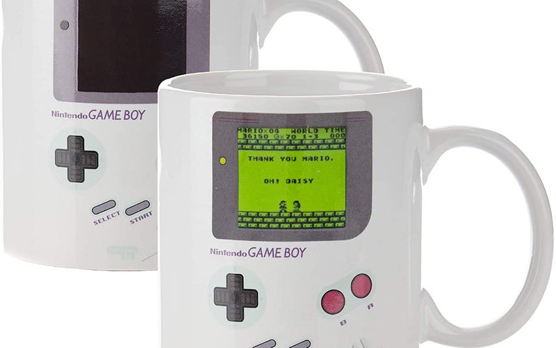 One of the best coffee mugs with and without the heat-activated Mario screen
