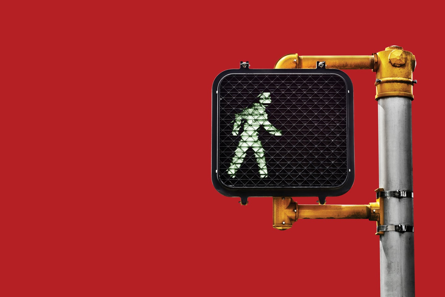 pedestrian traffic light with red background