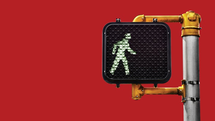 pedestrian traffic light with red background