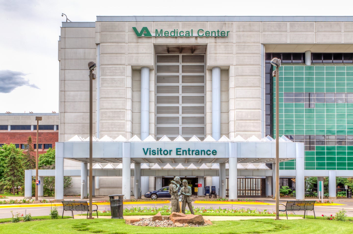 The visitor entrance of the Minneapolis VA Medical Center