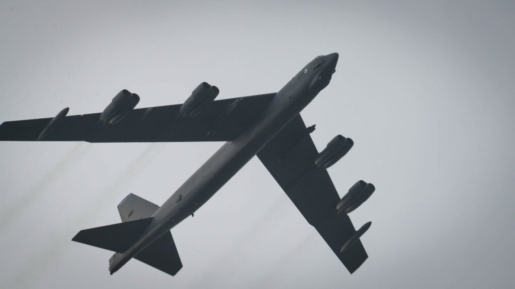 A B-52 bomber flies over the U.K. in 2017.