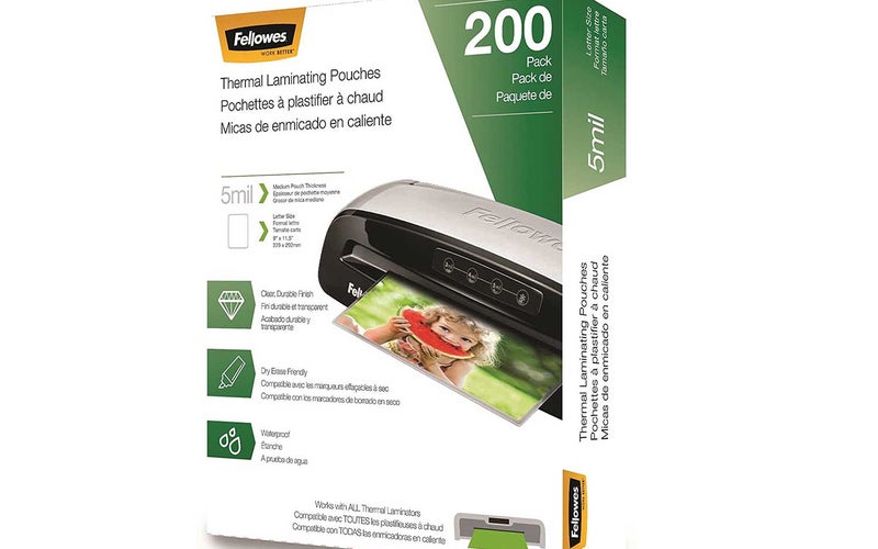 Fellowes Thermal Laminating Pouches, Letter Size Sheets, 5mil, 200pk