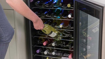 Putting wine in wine cooler