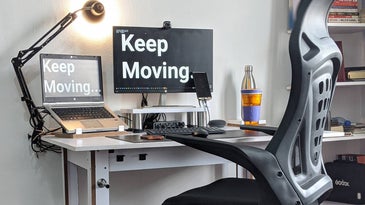 Work space at home with ergonomic chair.