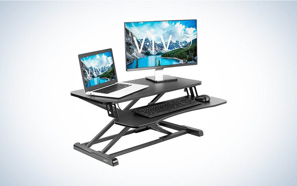 White ALOVEMO Solid-Top Height Adjustable Wooden Mobile Laptop Desk Portable Home Office Desks 