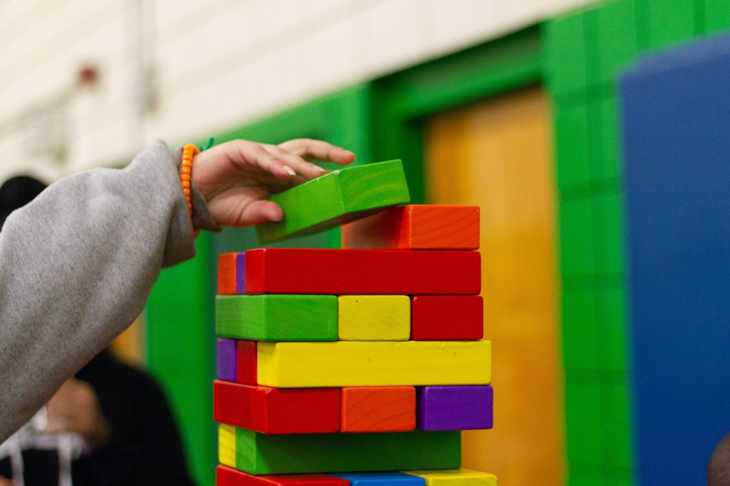 Kid playing with blocks