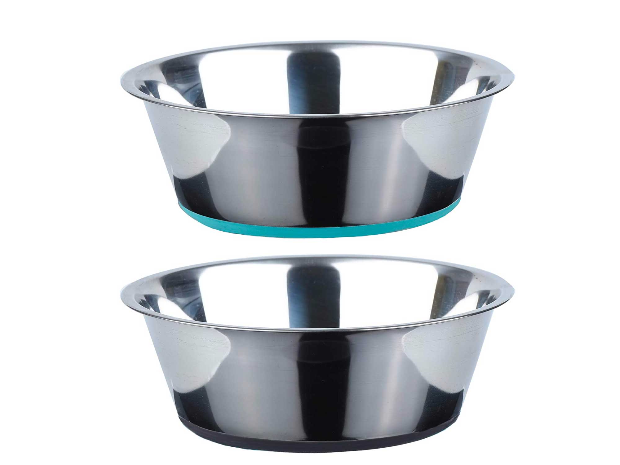 PEGGY11 No Spill Non-Skid Stainless Steel Deep Dog Bowls 26 Oz (3 Cups) Set of 2