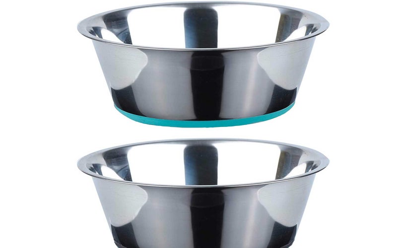 PEGGY11 No Spill Non-Skid Stainless Steel Deep Dog Bowls 26 Oz (3 Cups) Set of 2