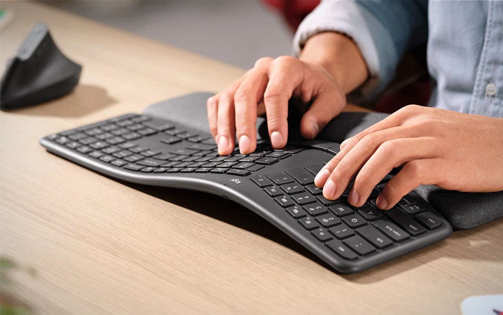 person using a the best ergonomic keyboard