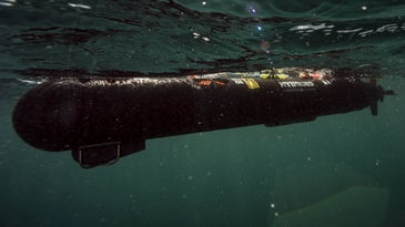 A robotic underwater vehicle in the ocean.