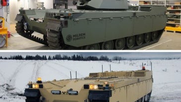 Two formations of Estonia's robotic tank.