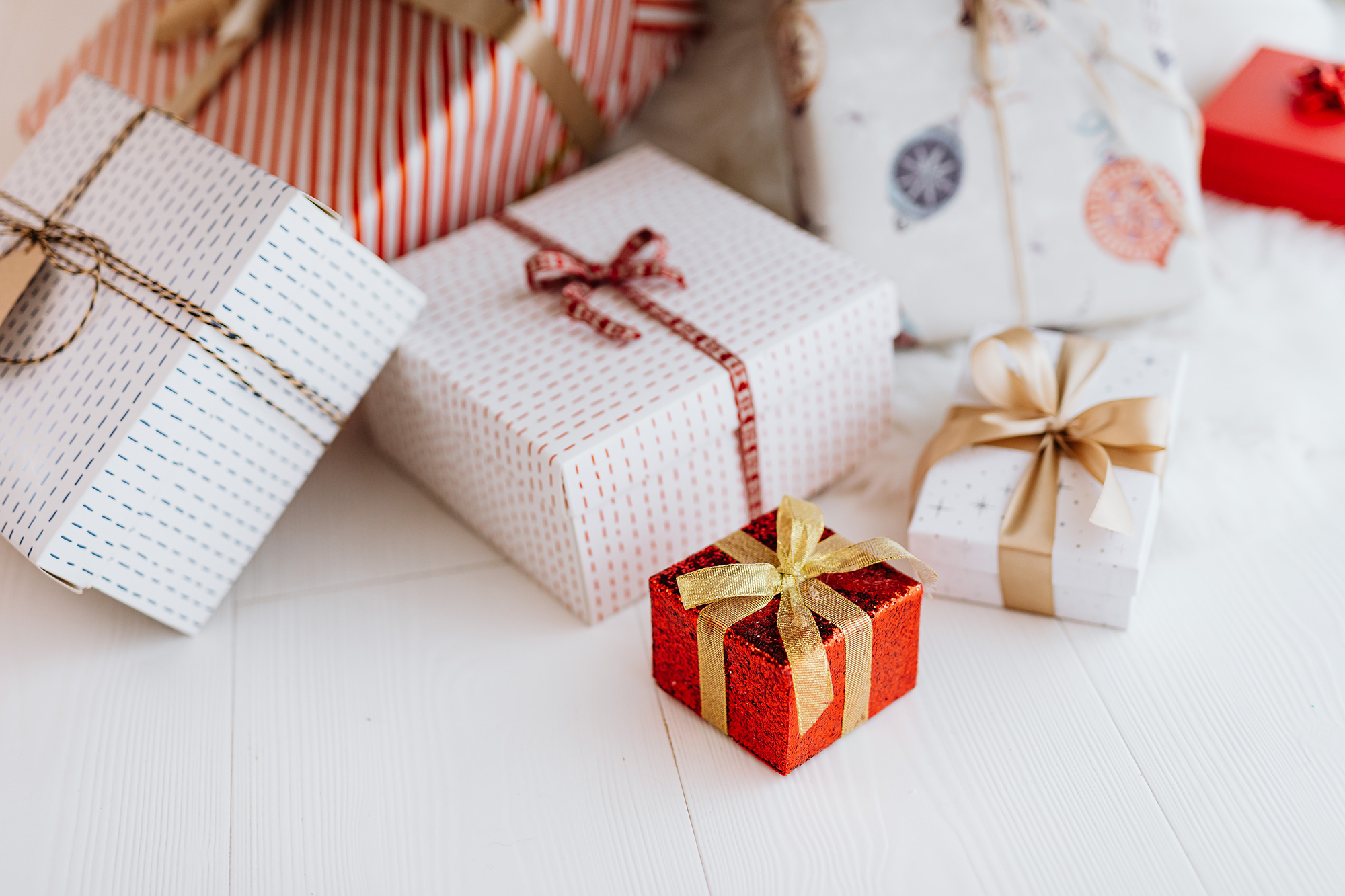 wrapped gifts in all shapes and sizes