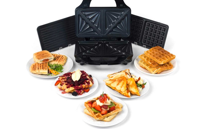 Salter Deep Fill 3-in-1 Snack Maker with Interchangeable Waffle, Panini and Toasted Sandwich Plates