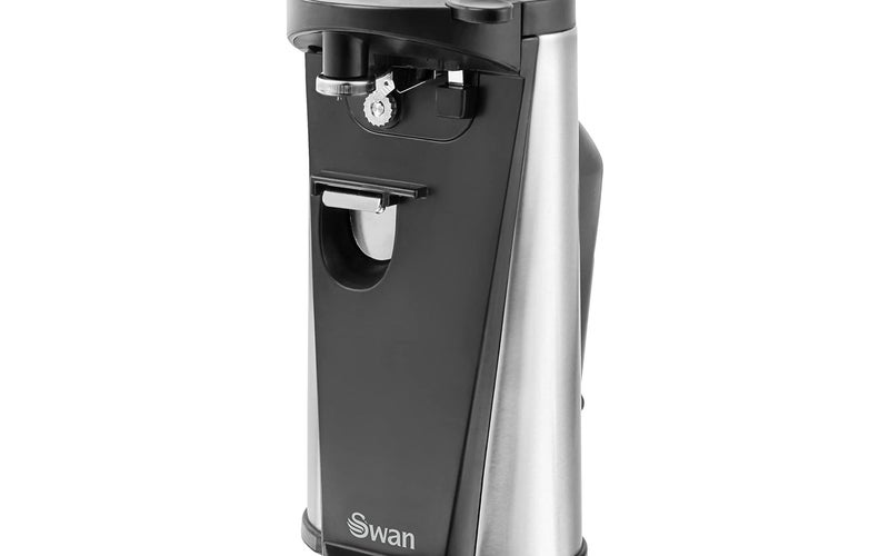 Swan 3-in-1 Hands Free Can Tin, Including Knife Sharpener and Bottle Opener, stainless steel, 60 W, Black
