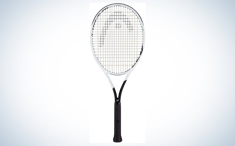 white tennis racket with black grip