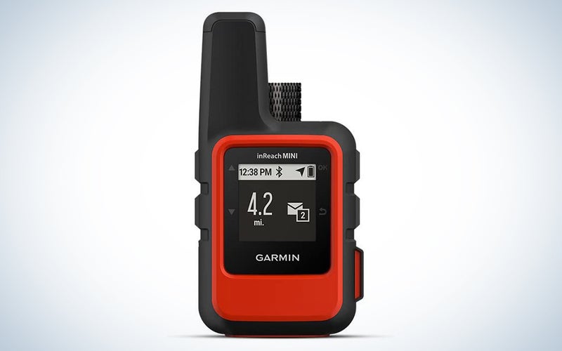 A red and black Garmin-brand satellite communicator