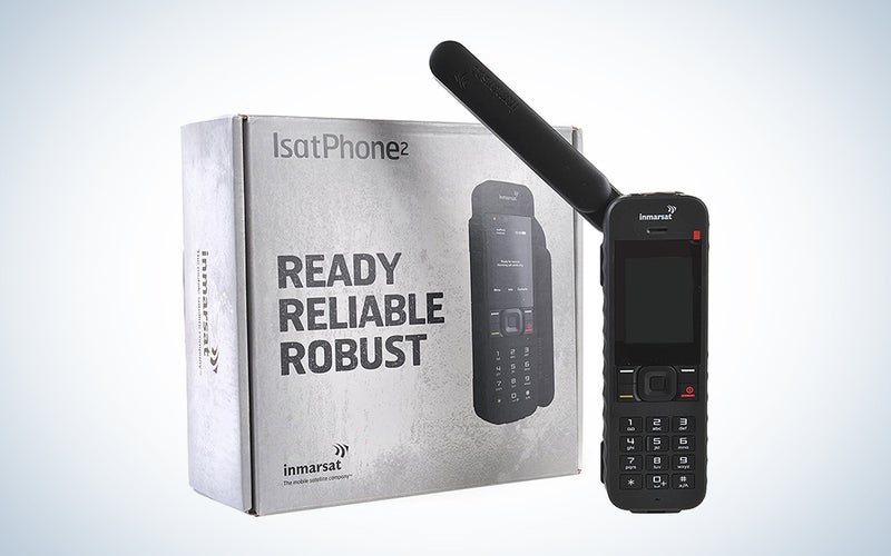 black satellite phone out of the box