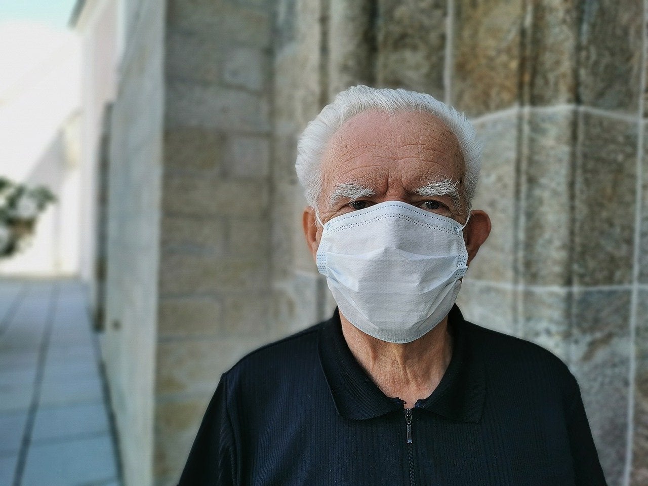Older man wearing a medical mask