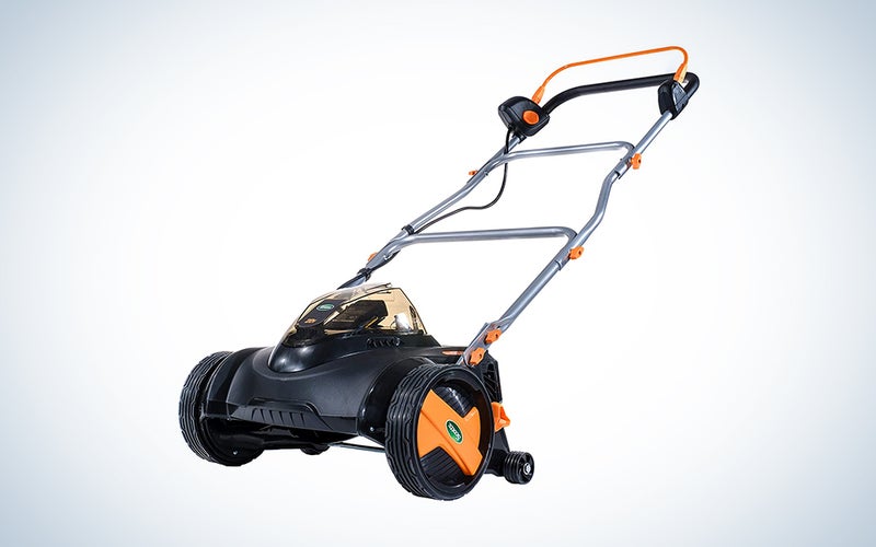 orange and black Scotts reel mower
