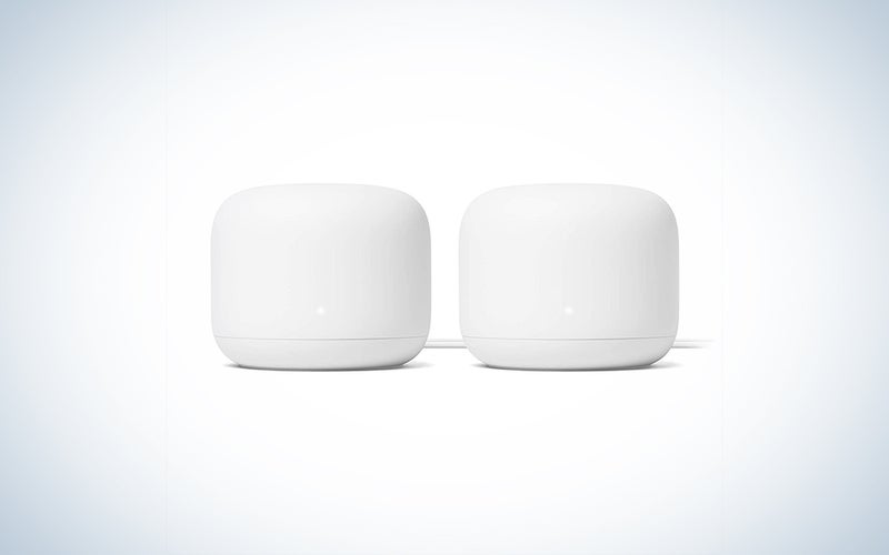 two white mesh wifi routers