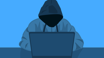 An illustration of a person in a hoodie using a computer Facebook data breach