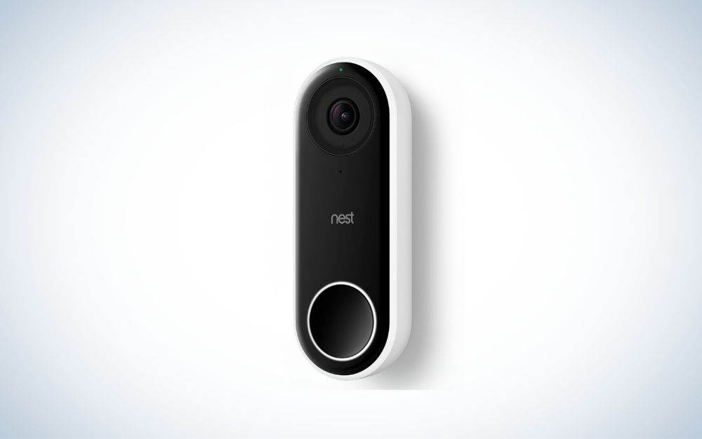 nest black and white wired doorbell camera