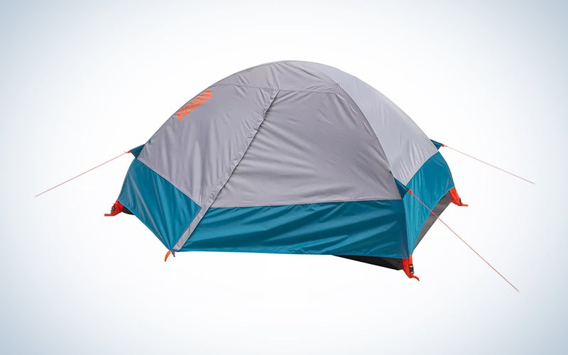 teal and silver camping tent