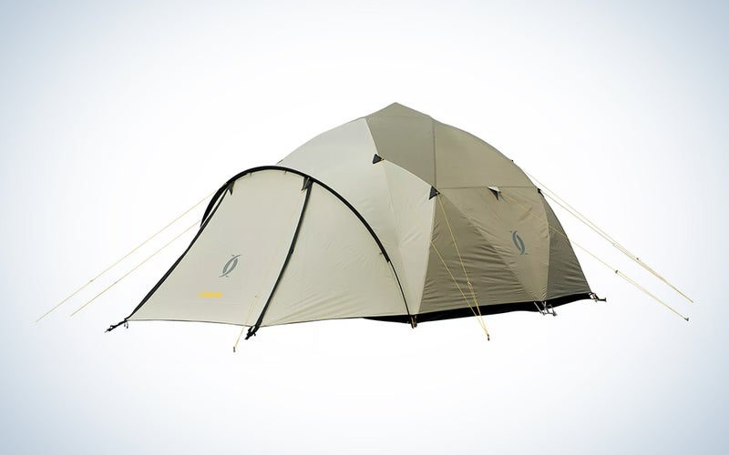 beige winter camping tent