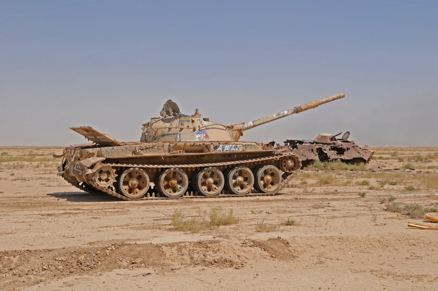 A tank in Iraq in 2011 used for target practice.