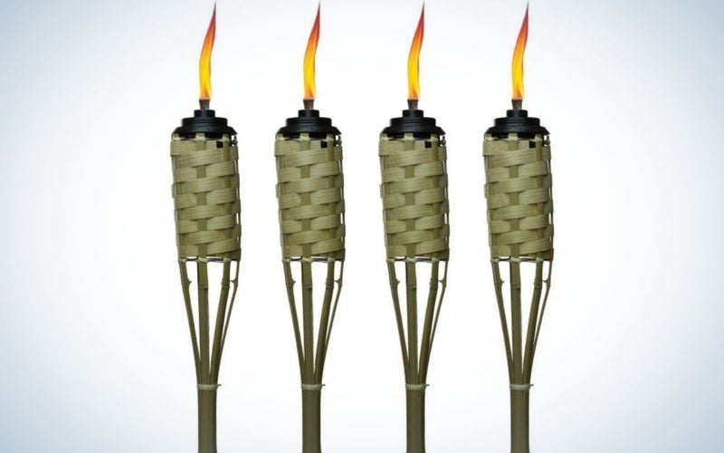 Four bamboo tiki torches