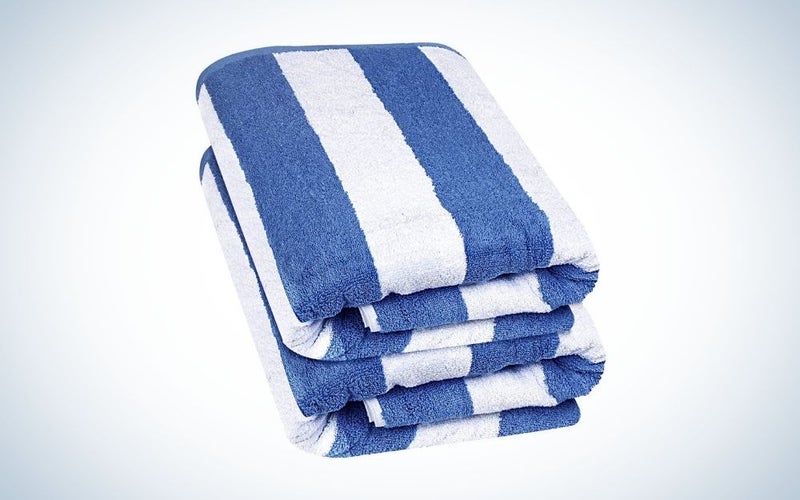 Stripped blue and white beach towels