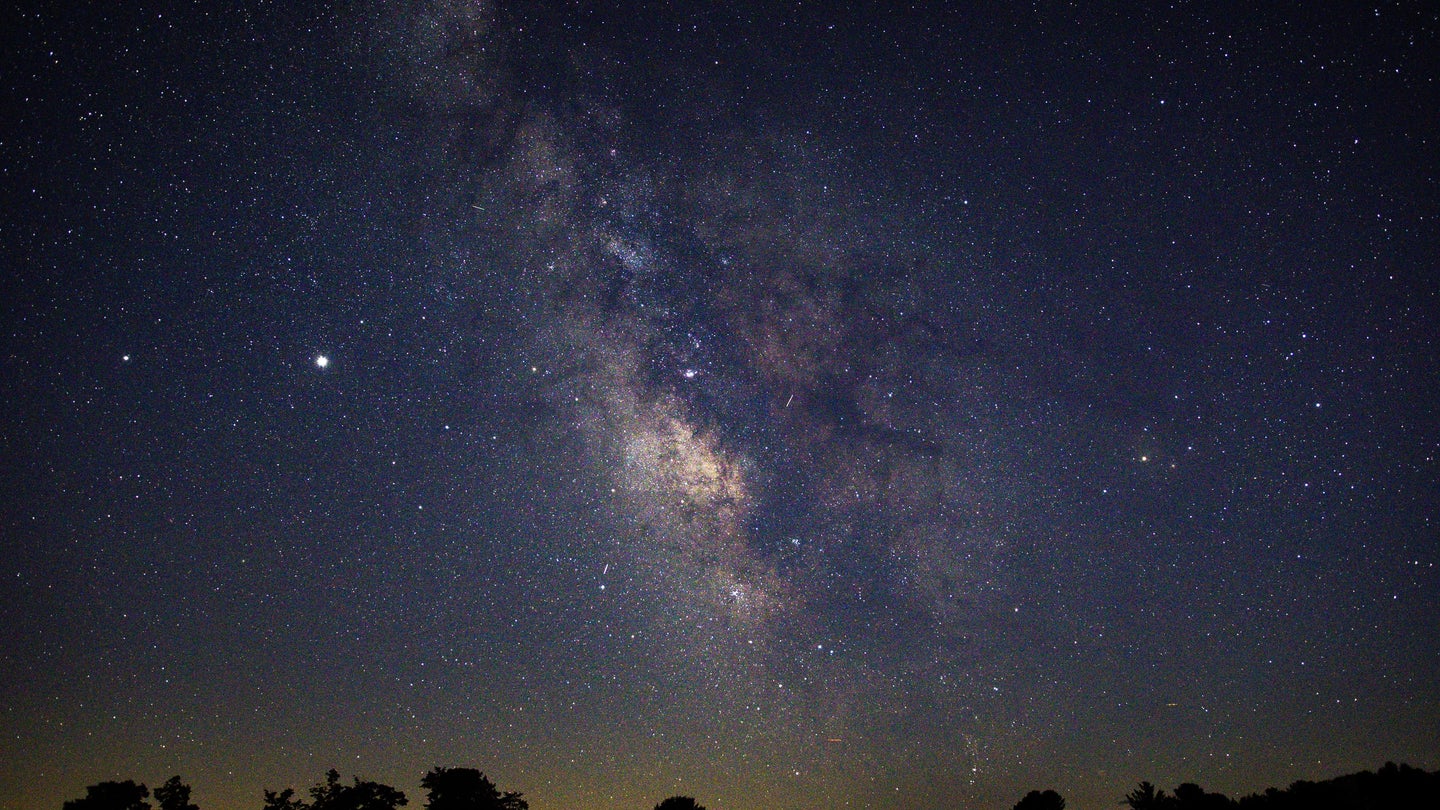 Night sky and stars above the Cherry Springs National Park.