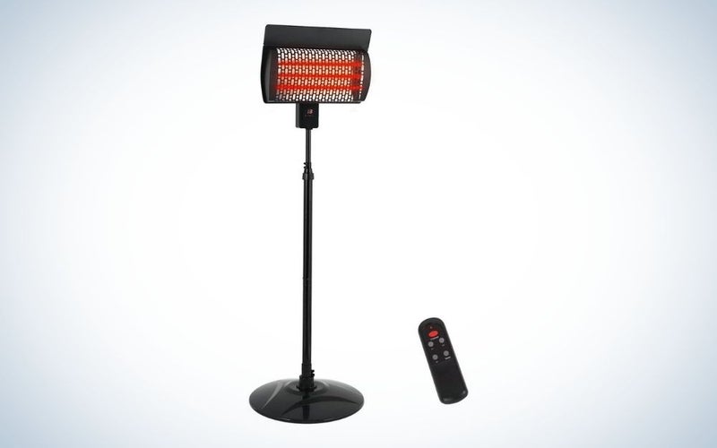 Black electric patio heater with remote control