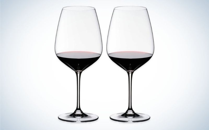 Two crystal wine glasses for red wine