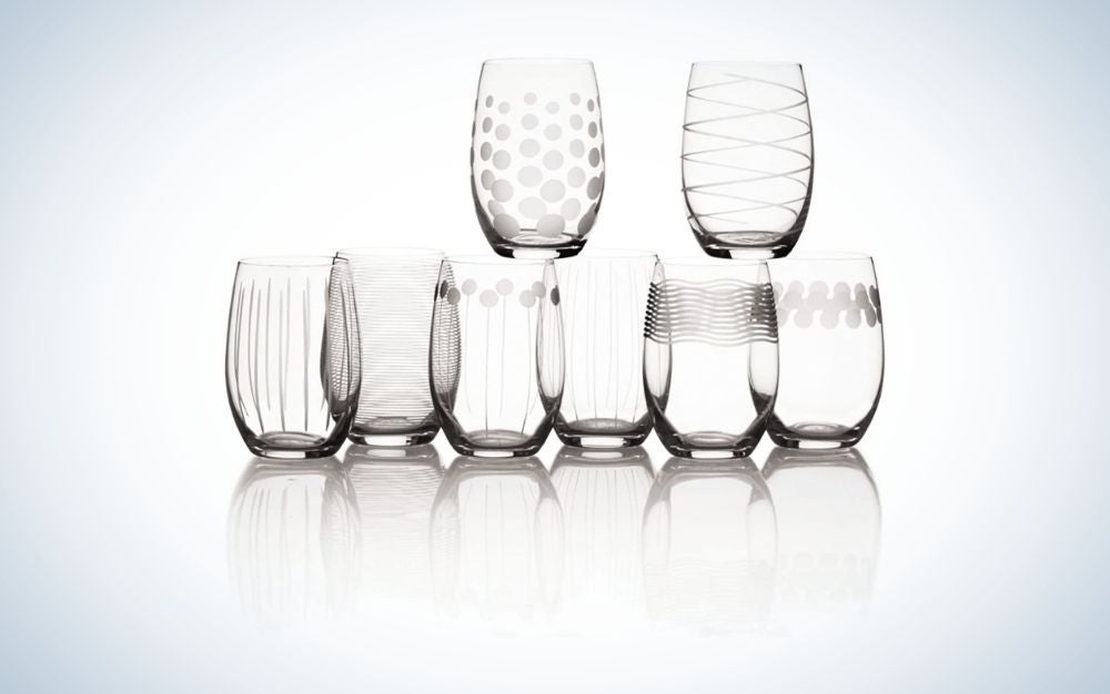 Set of 8 stemless wine glasses