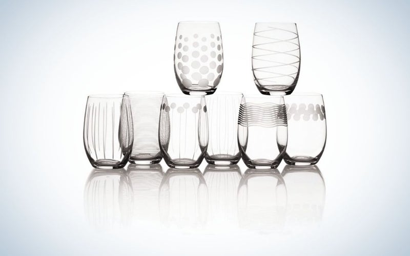 Set of 8 stemless wine glasses