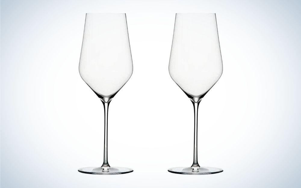 Two white crystal wine glasses