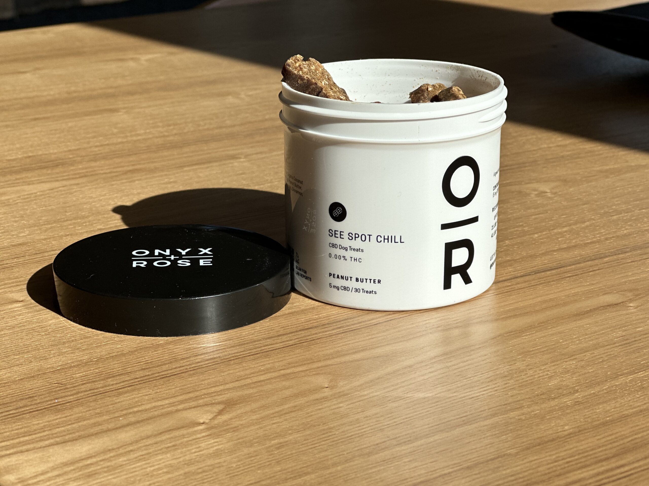 Onyx + Rose best overall CBD dog treats on a table