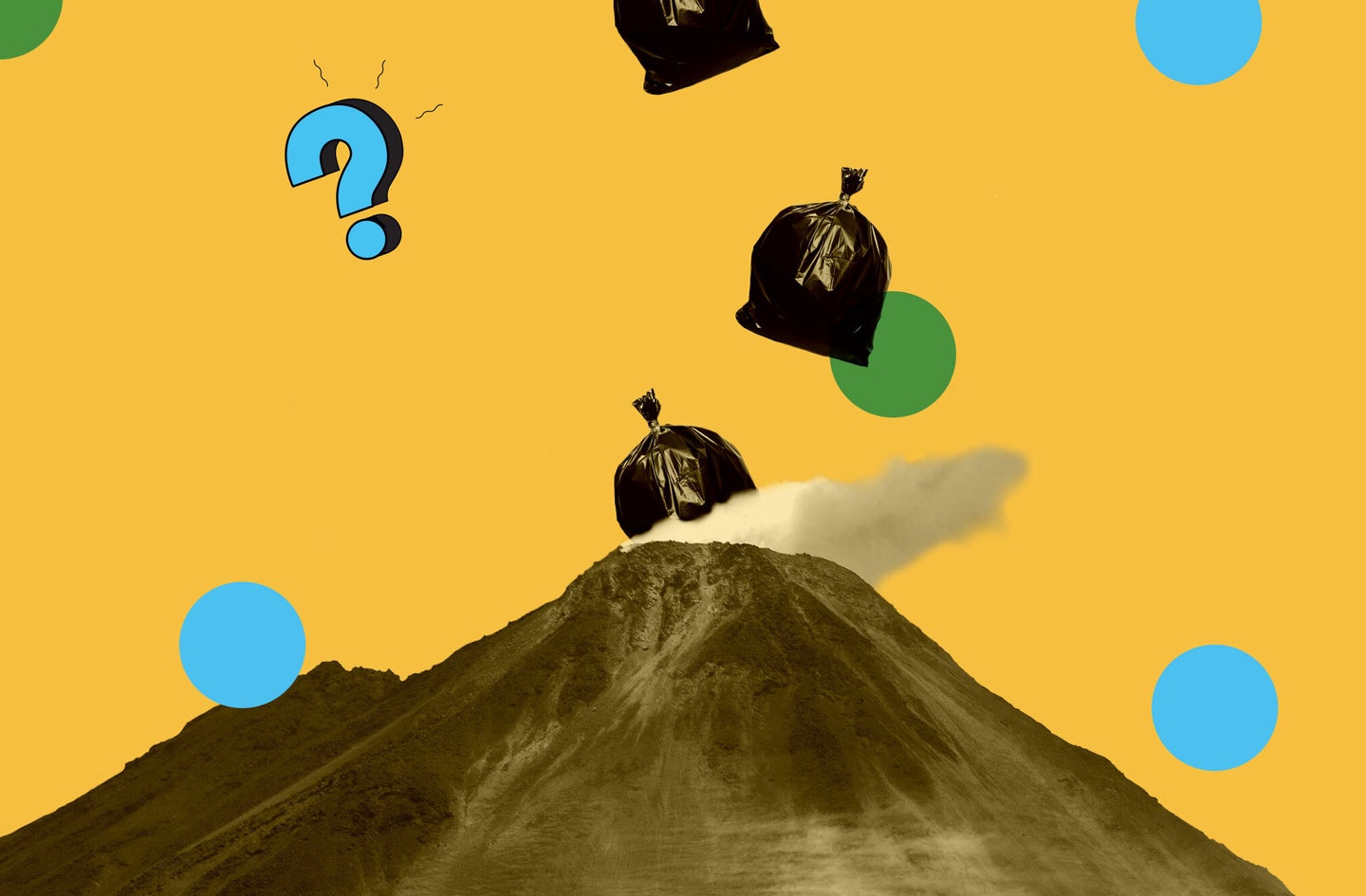 trash falling into a volcano under the ask us anything logo