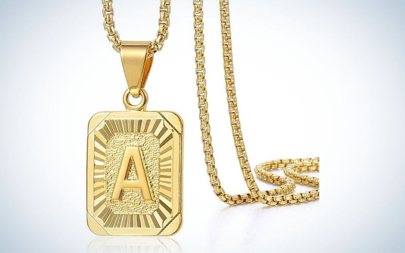 A letter gold necklace graduation gift for him