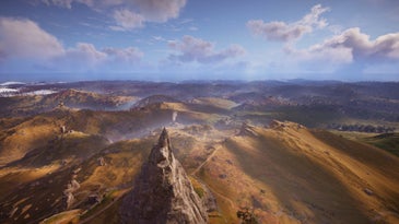 The view from the top of Manstone Rock in Assassin's Creed Valhalla.