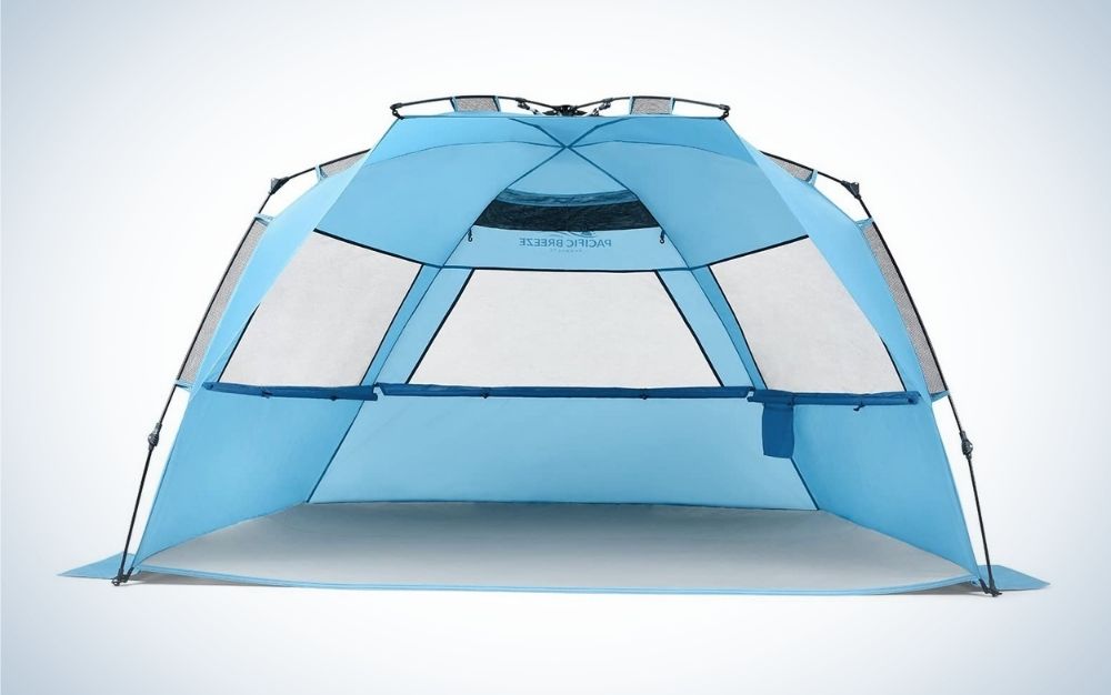 Sky blue easy setup beach tent