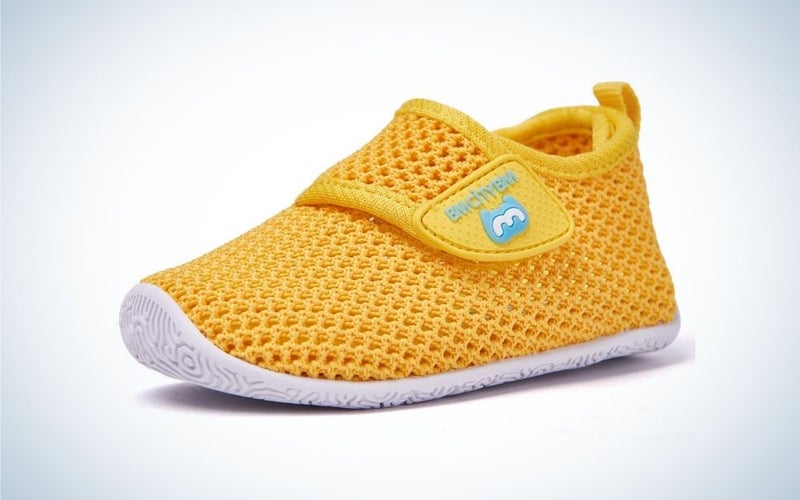 Light weighted yellow baby water shoes