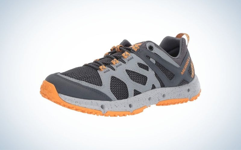 Orange and gray hiking water shoes